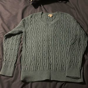 Deep turquoise sweater. Cablenit